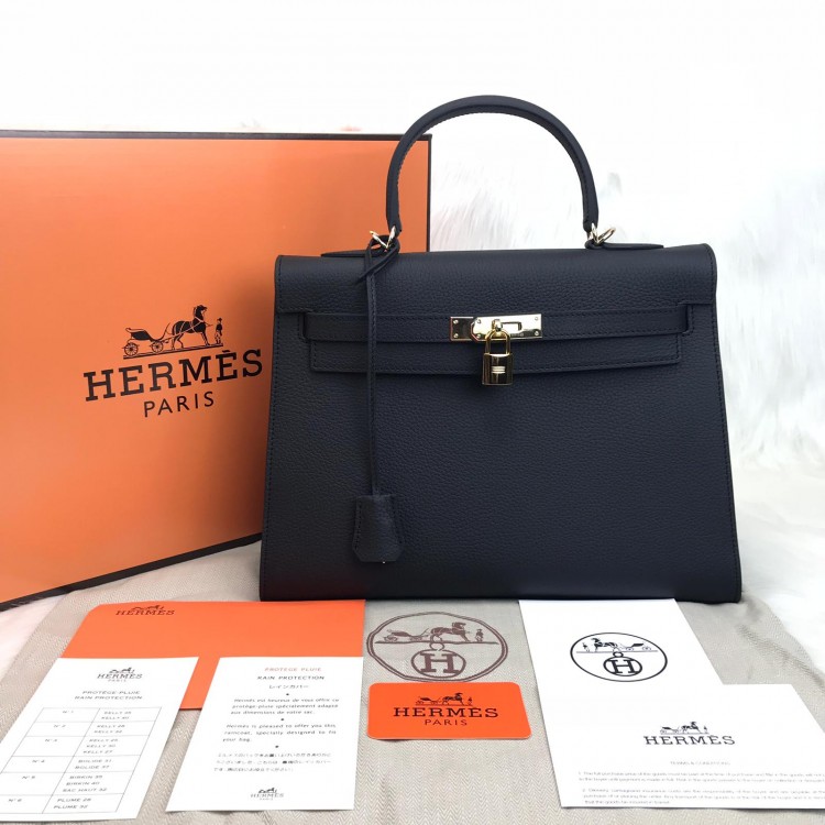 HERMES KELLY 32 SİYAH ALTİN